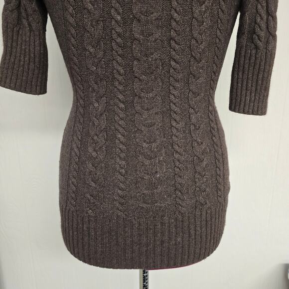 Women's Sarsaparilla Brown Cable Knit Fur Blend Tunic Sweater | Size Medium - Picture 8 of 10